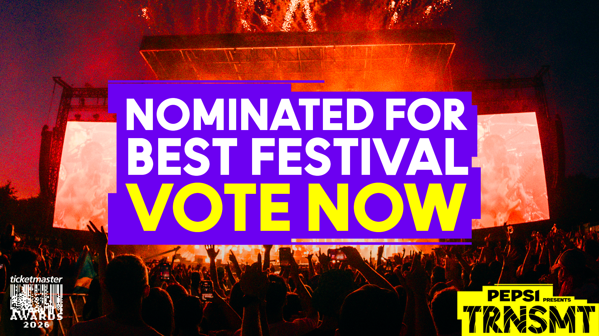 Pepsi MAX presents TRNSMT 2026 Nominated for Best Festival Award 